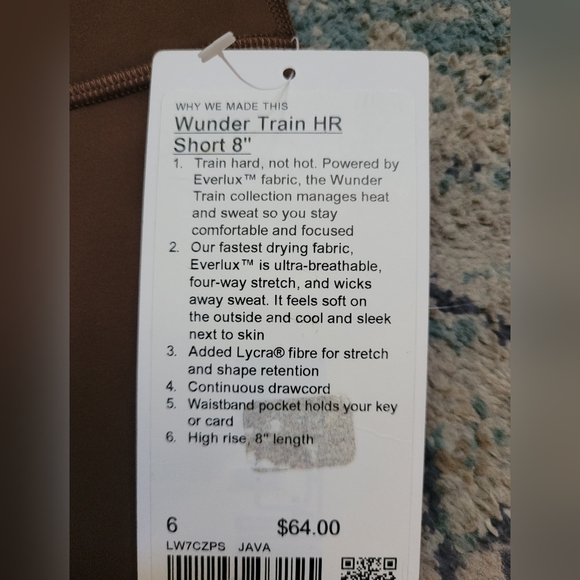 NWT Lululemon Sz 6 Java Brown Wunder Train HR Shorts Bikers 8" Workout Athletic - Picture 4 of 4